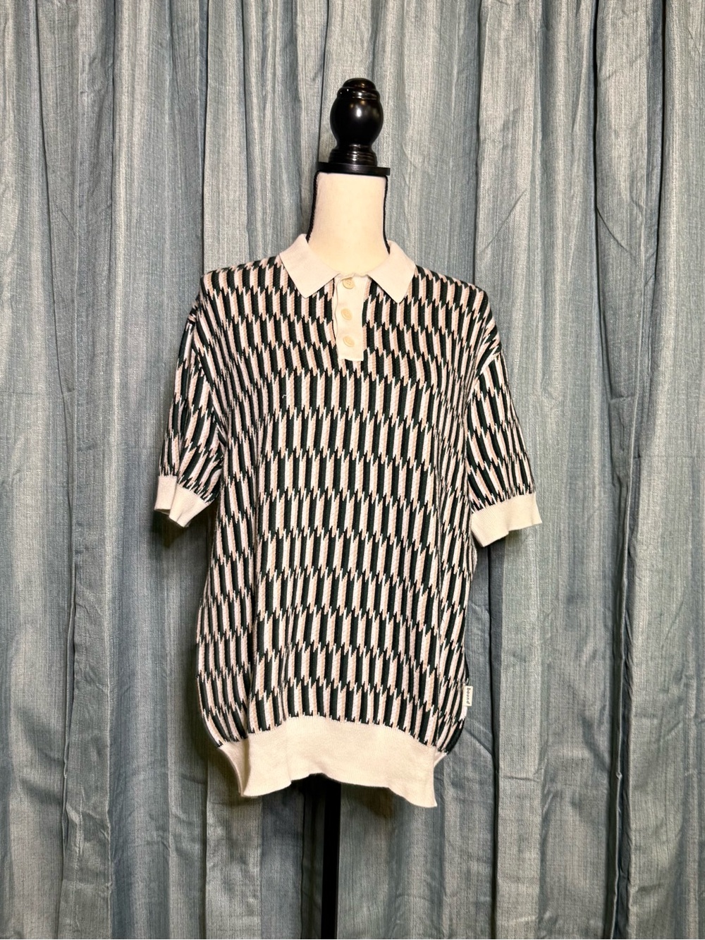 Abound Black and White Patterned Short-Sleeve Polo